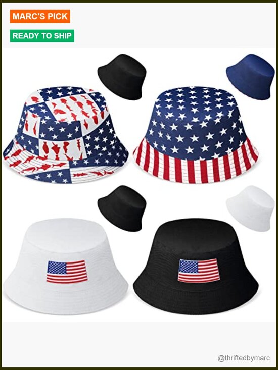 4-Pack Reversible Double-Side Bucket Hats for Hiking